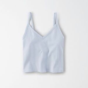 ae ribbed v-neck cropped cami light blue